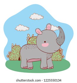 rhino outdoors landscape scenery cartoon