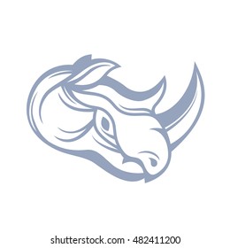 Rhino, outline of head, logo element on white