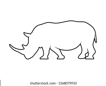 Rhino Outline Silhouette. Vector Animal Design