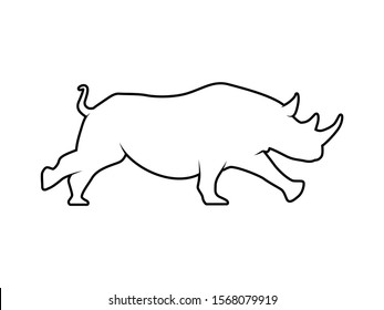 Rhino Outline Silhouette. Vector Animal Design