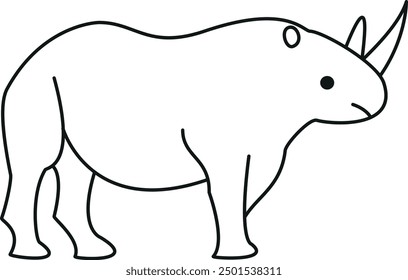 Rhino with outline, rhino vector, rhino illustration 