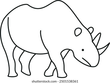 Rhino with outline, rhino vector, rhino illustration 