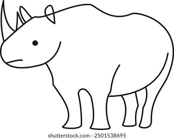 Rhino with outline, rhino vector, rhino illustration 