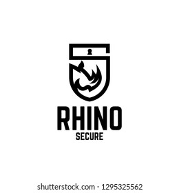 Rhino and 
padlock . Secure Logo Design Inspiration - vector