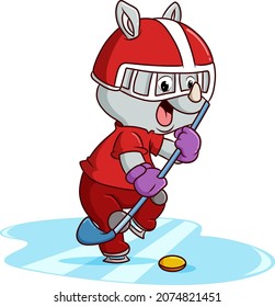 The rhino playing the hockey ice skate of illustration
