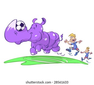rhino playing soccer