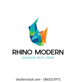 Rhino Polygon Colorful Modern Abstract Animal Logo