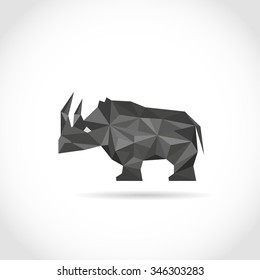 Rhino in Polygon style. low poly design in triangles