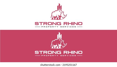 Rhino Property Logo Vector Icon Symbol Template. Rhino Construction Logo Vector