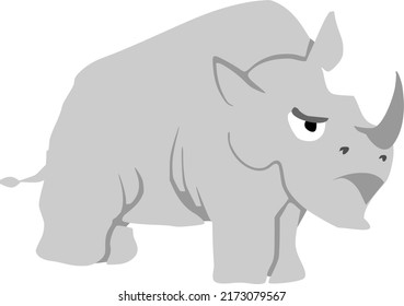 Rhino In A Provoked State Of Expression Isolated Animal Vector