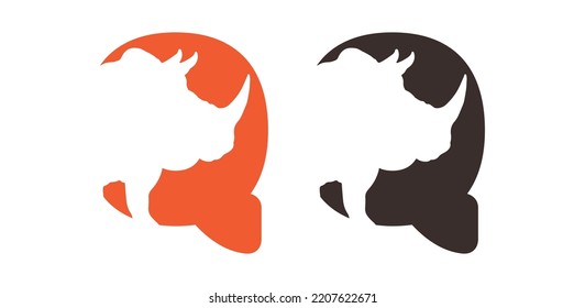 Rhino Q Logo Vector Icon Symbol Template. Rhino Vector Illustration. Q Rhino Vector