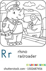 Rhino railroader coloring book. Animal Alphabet R