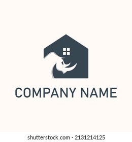 Rhino Real Estate Logo Design . Strong Rhino Home Logo Design . Power Building House Rhino Logo