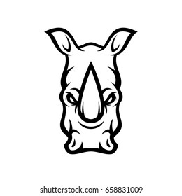 Rhino Rhinoceros Animal Mascot Head Vector Illustration Logo