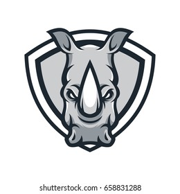 rhino rhinoceros animal mascot head vector illustration logo