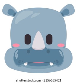 Rhino Rhinoceros Gesichtsmaske Lächeln Kopf wildes Tier Lächeln und Form Design Cartoon flache Kinder zeichnen