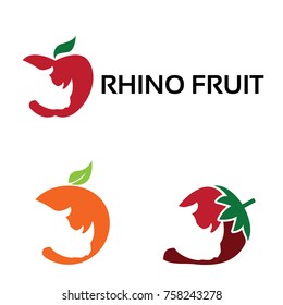 Rhino Rhinoceros Head Fruit Logo Symbol
