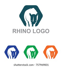 Rhino Rhinoceros Hexagon Abstract Logo Symbol