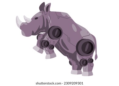 Rhino rhinoceros horn big robot animal toys robotic creature  machine futuristic cyborg illustration graphic