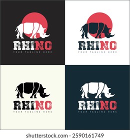 Rhino rhinoceros logo set silhouette template design