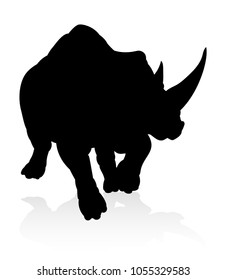 A rhino or rhinoceros safari animal silhouette