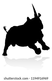 A rhino or rhinoceros safari animal silhouette