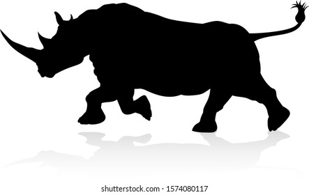 A rhino or rhinoceros safari animal silhouette