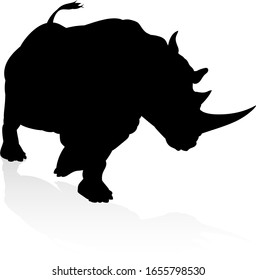 A rhino or rhinoceros safari animal silhouette