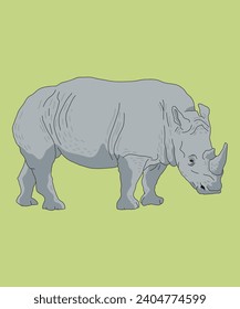 Rhino Rhinoceros Standing Side View