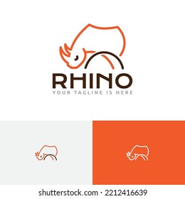 Rhino Rhinoceros Wild Animal Nature Abstract Line Logo