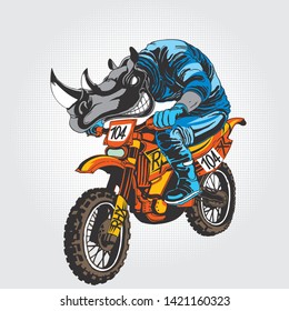 Rhino riding an enduro bike