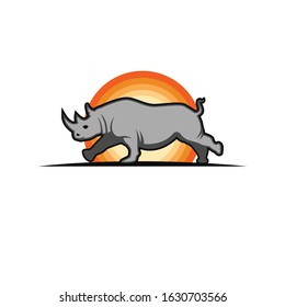 rhino running vector logo for powerfull brand