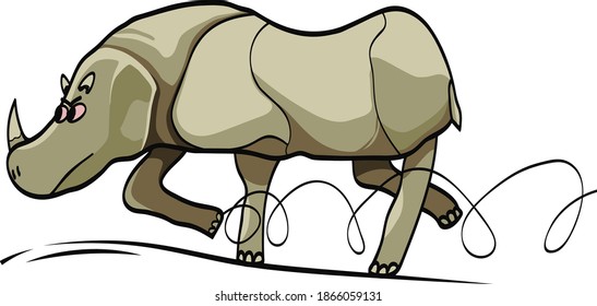 Rhino runs after its enemy