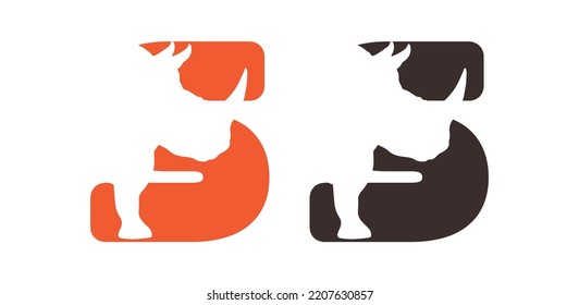 Rhino S Logo Vector Icon Symbol Template. Rhino Vector Illustration. S Rhino Vector