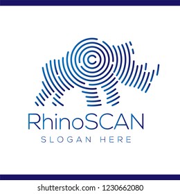 Rhino Scan Technology Logo vector Element. Animal Technology Logo Template