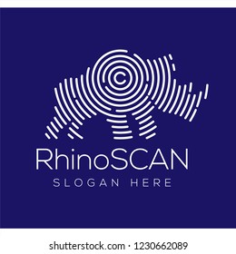 Rhino Scan Technology Logo vector Element. Animal Technology Logo Template