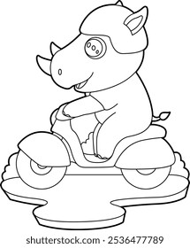 Rhino Scooter Animal Vetor Ilustração de Arte Gráfica