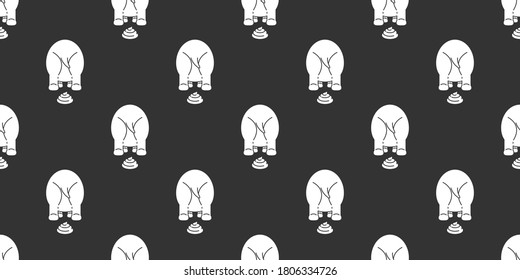Rhino seamless pattern, Cute Rhino defecating on dark background.