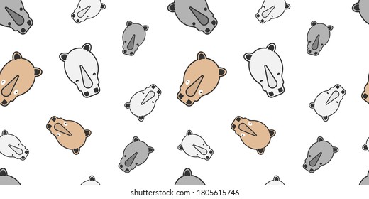 Rhino seamless pattern, Cute Rhino on white background.	