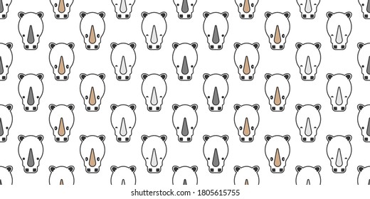 Rhino seamless pattern, Cute Rhino on white background.	