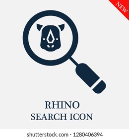 Rhino search icon. Editable Rhino search icon for web or mobile.