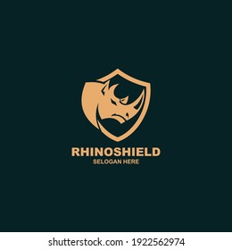 Rhino Schild Logo Konzept Vektor. Vorlage für das Rhino-Logo - Vektorgrafik