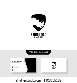 Rhino Shield Logo Vector Template, Free Business Card Mockup