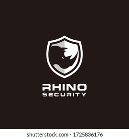 Rhino shield security save protection logo template vector icon illustration