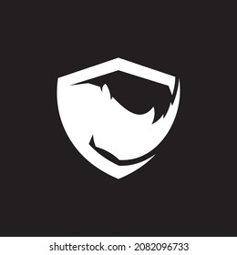 Rhino in shield vector logo design template,sport logo