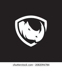 Rhino in shield vector logo design template,sport logo