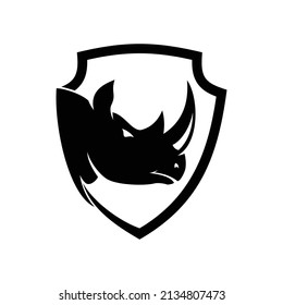 rhino and shield vector template logo