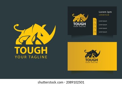 Rhino Silhouette African Strong Mammal Silhouette Logo Mascot
