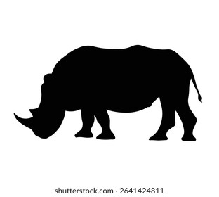 Rhino silhouette black background with white isolated