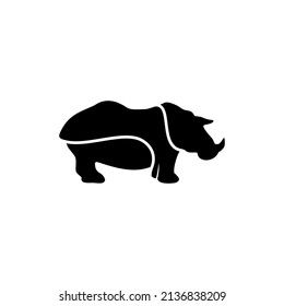 rhino silhouette in black and white line style which is beautiful and full of meaning